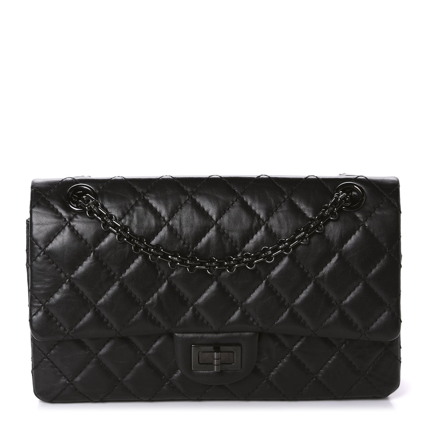 Aged Calfskin Quilted 2.55 Reissue 225 Flap So Black