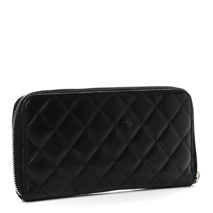 Chanel Lambskin Quilted Large Gusset Zip Around Wallet Black 3 of 18