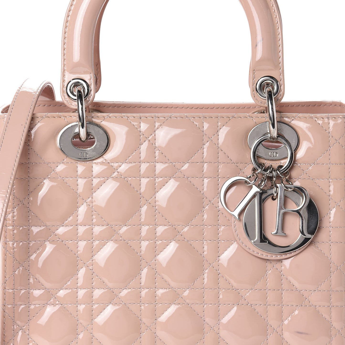 Patent Cannage Medium Lady Dior Rose Clair