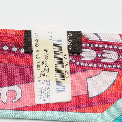 Hermes Silk Balade en Berline Twilly Vert Rose Poudre Rouge 5 of 6