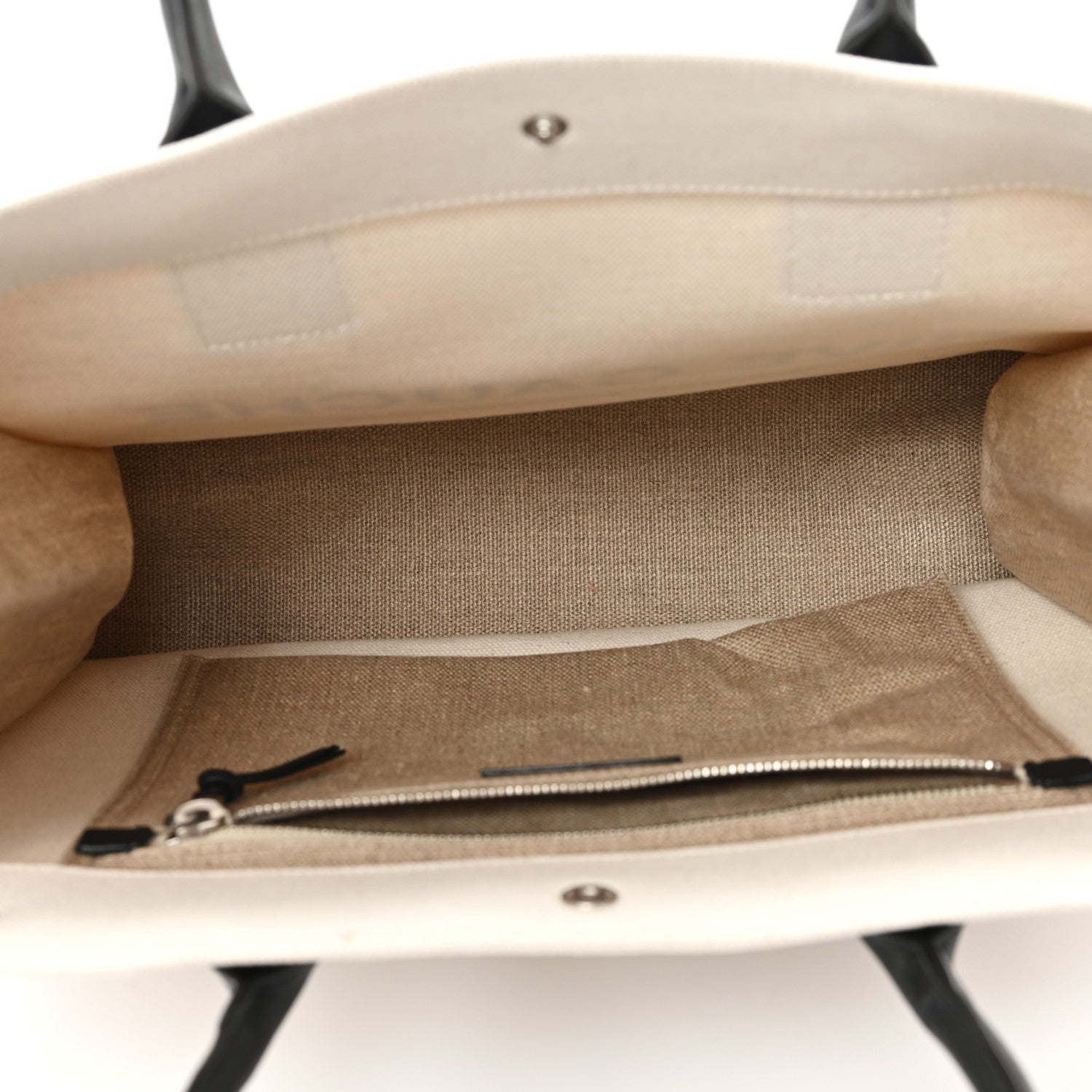 Saint Laurent Linen Calfskin Small Rive Gauche Tote Greggio Natural 5 of 12