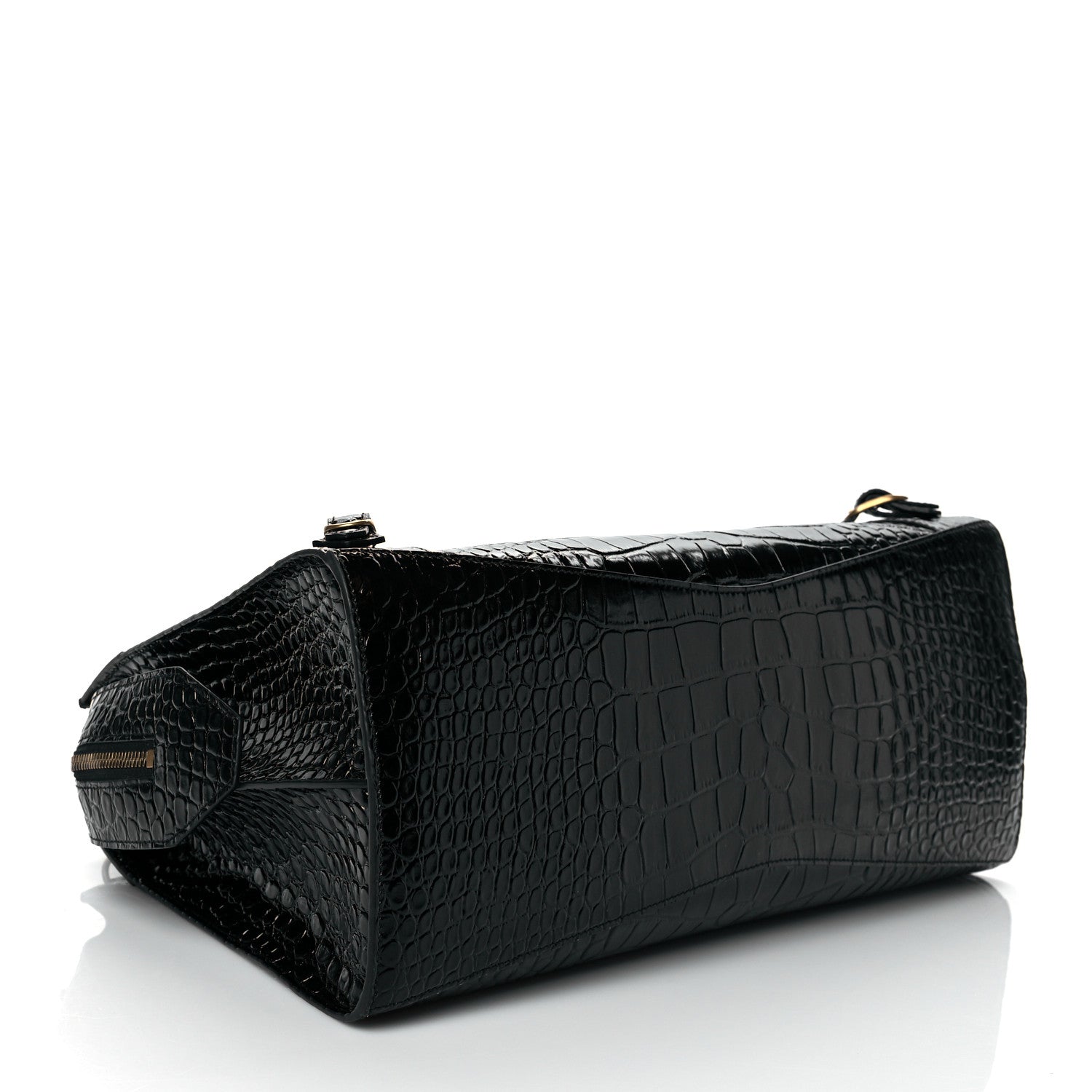 Balenciaga Shiny Supple Calfskin Crocodile Embossed Brass Hardware Neo Classic City Black 4 of 9