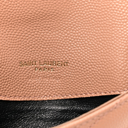 Saint Laurent Grain De Poudre Matelasse Chevron Monogram Compact Wallet Vintage Peach 6 of 8