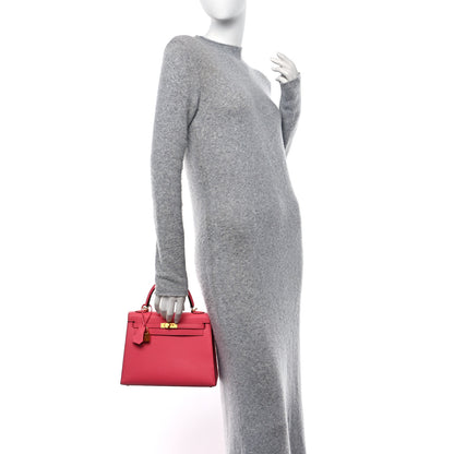 Hermes Chevre Mysore Horseshoe Kelly Sellier 25 Rose Lipstick Gris Perle 2 of 11