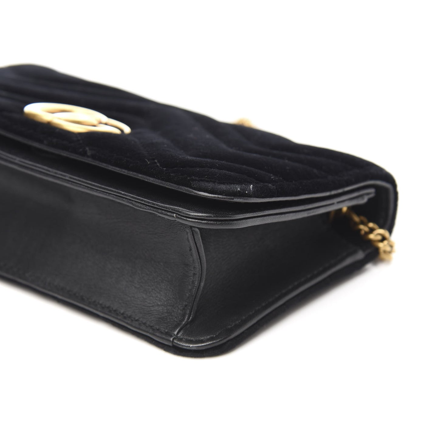 Velvet Matelasse GG Marmont Mini Bag Black