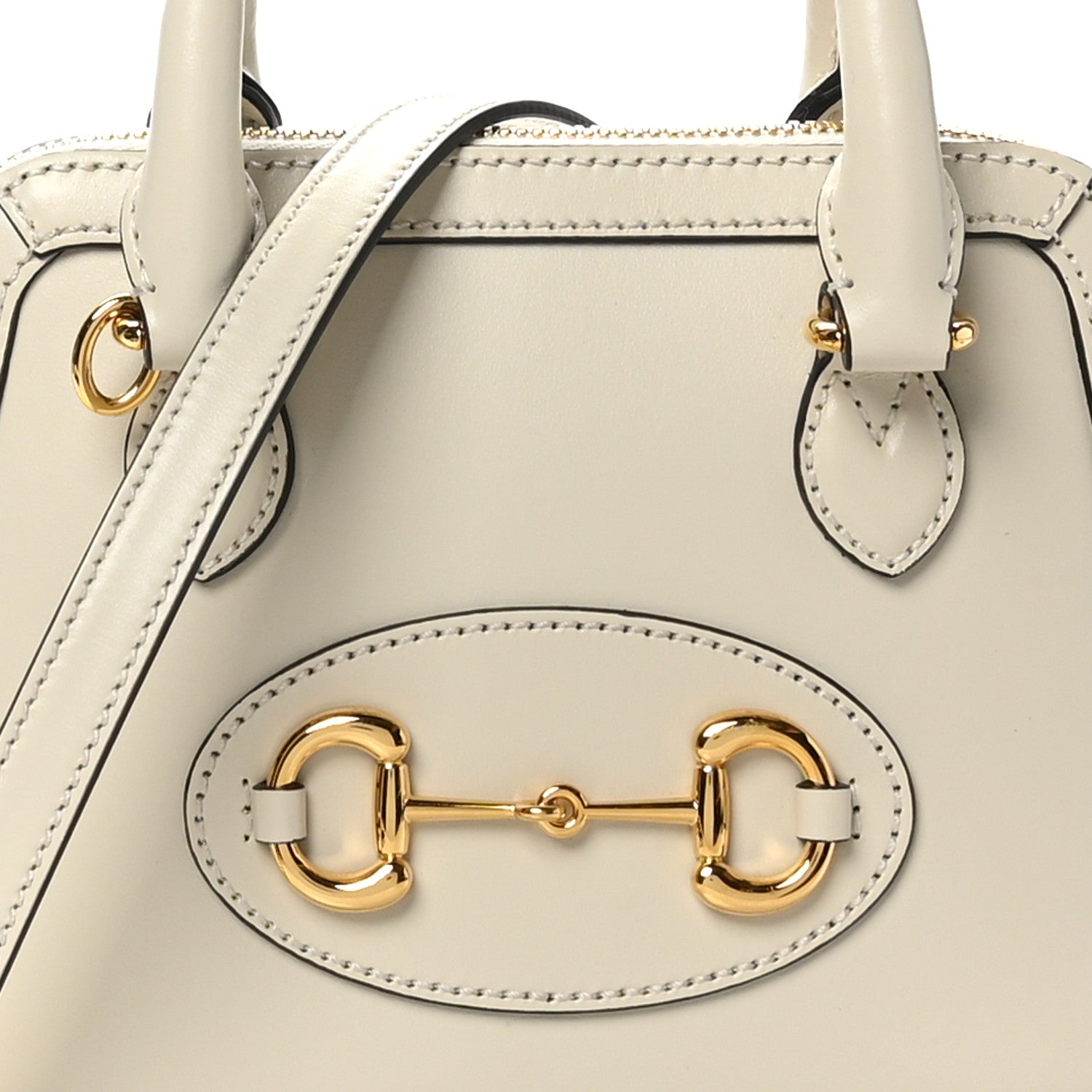 Gucci Boarded Plutone Calfskin Mini Horsebit 1955 Top Handle Bag Mystic White 8 of 10