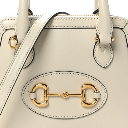 Gucci Boarded Plutone Calfskin Mini Horsebit 1955 Top Handle Bag Mystic White 8 of 10