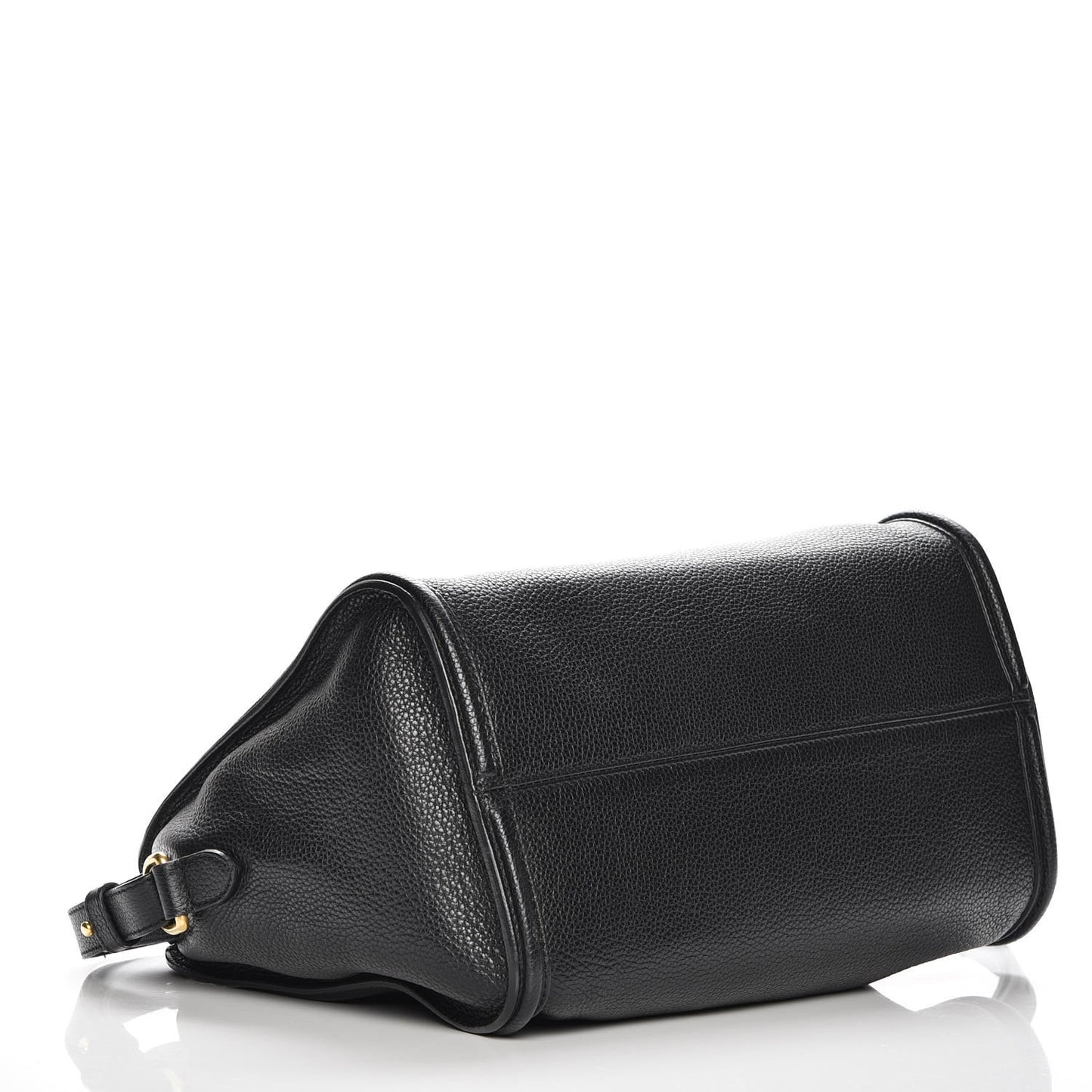 Pebbled Calfskin Small Skull Padlock Zip Around Tote Black