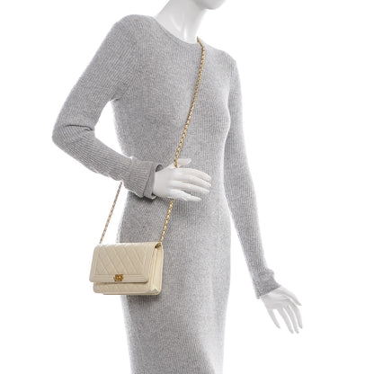 Chanel Lambskin Quilted Boy Wallet On Chain WOC White 2 of 8
