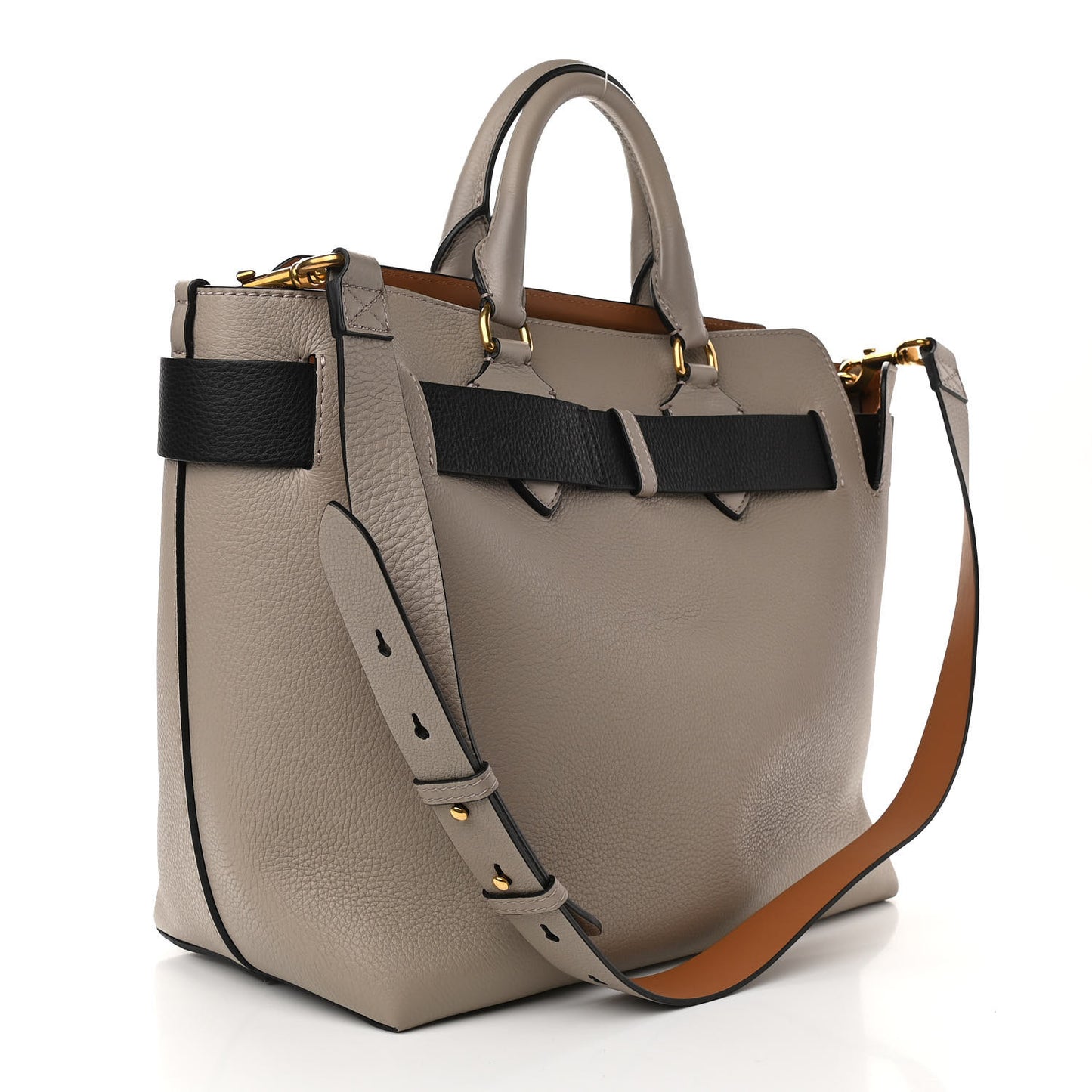 Soft Grain Calfskin Medium Belt Bag Mineral Grey Black