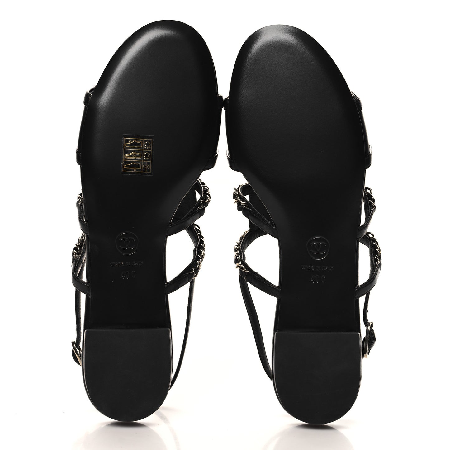 Lambskin Chain CC Sandals 40 Black