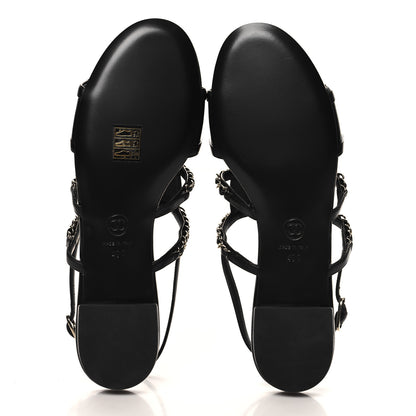 Chanel Lambskin Chain CC Sandals 40 Black 6 of 10