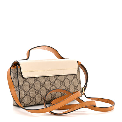 Gucci GG Supreme Monogram New Sakai Calfskin Mini Padlock Top Handle Shoulder Bag Beige Ebony Mystic White Sun Oil 3 of 12