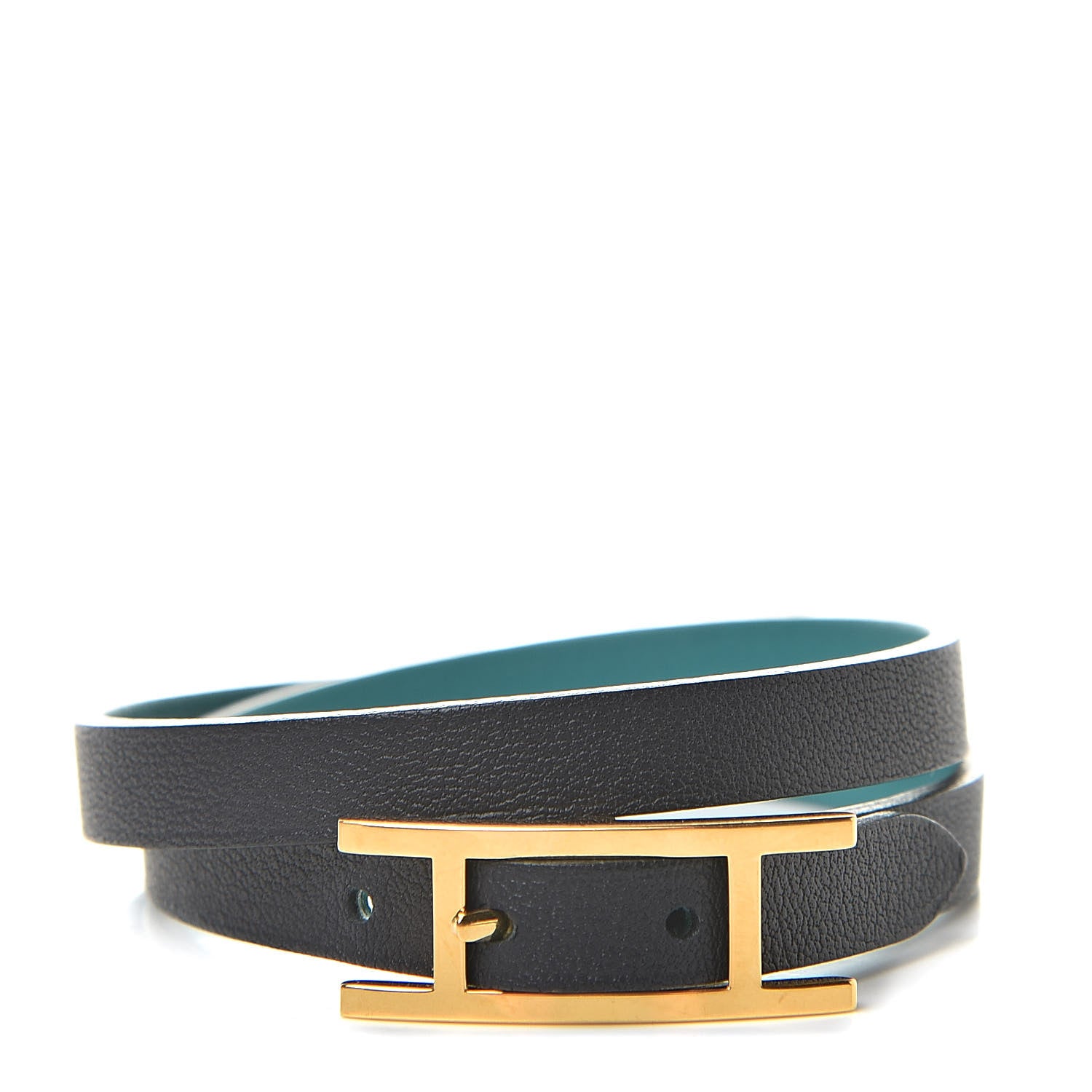 Hermes Chamonix Behapi Double Tour Bracelet Bleu Nuit Bleu Paon 1 of 8