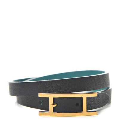Hermes Chamonix Behapi Double Tour Bracelet Bleu Nuit Bleu Paon 1 of 8