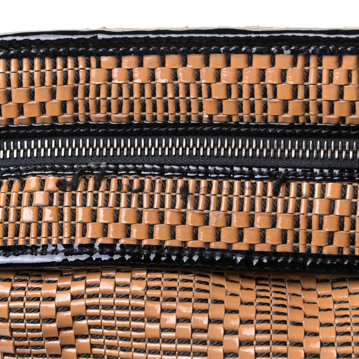 Canvas Patent Calfskin Woven Forever Hobo Mou Black