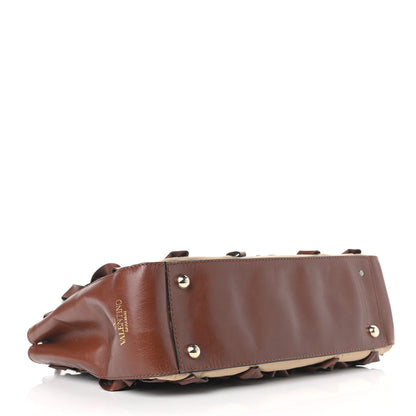 Valentino Garavani Calfskin Floral Applique Tote Brown 5 of 19