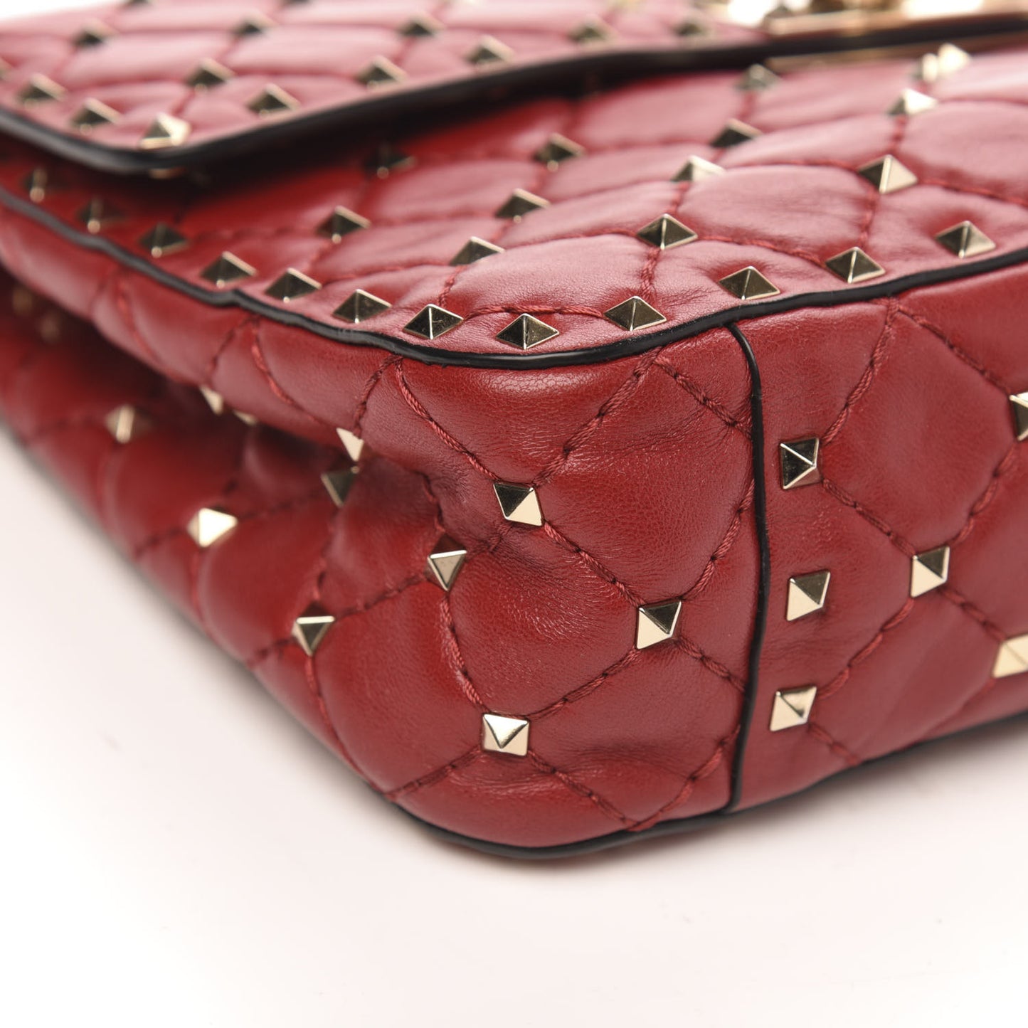 Nappa Medium Rockstud Spike Shoulder Bag Rosso Valentino