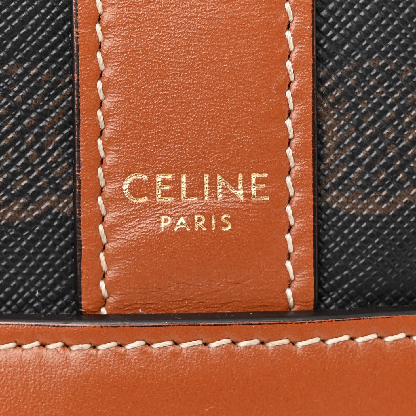 Triomphe Canvas Calfskin Small Bucket Bag Tan