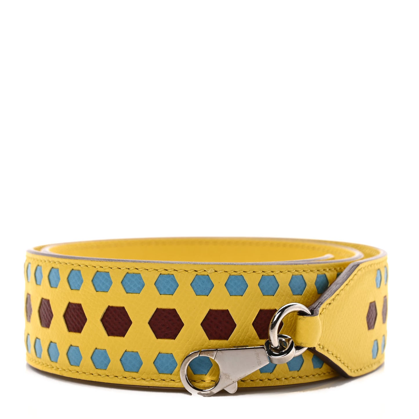 Epsom 40mm Hexagone Tressage Shoulder Strap Rouge H Jaune de Naples Gold
