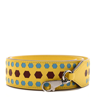 Hermes Epsom 40mm Hexagone Tressage Shoulder Strap Rouge H Jaune de Naples Gold 1 of 6