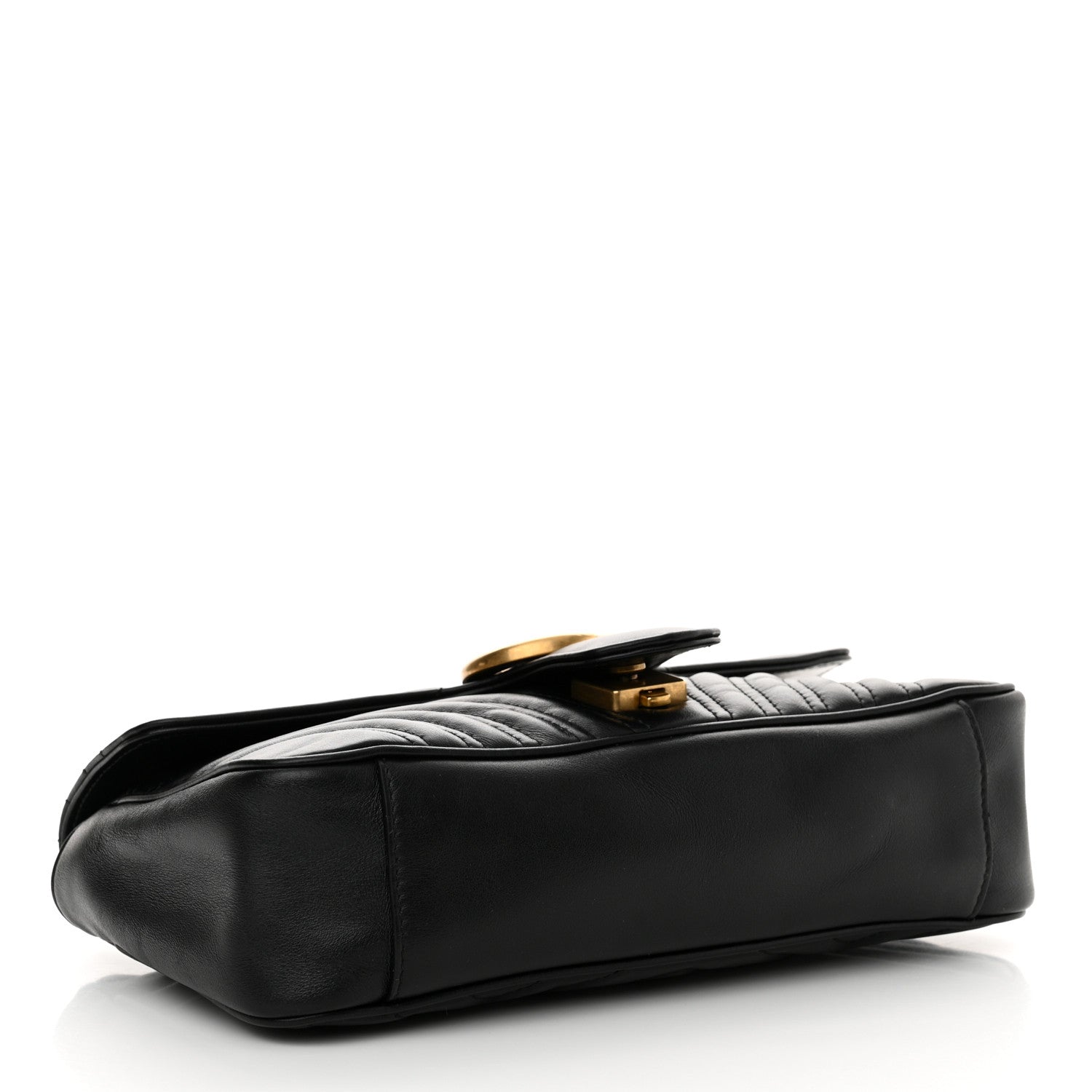 Gucci Calfskin Matelasse Small GG Marmont Shoulder Bag Black 4 of 10