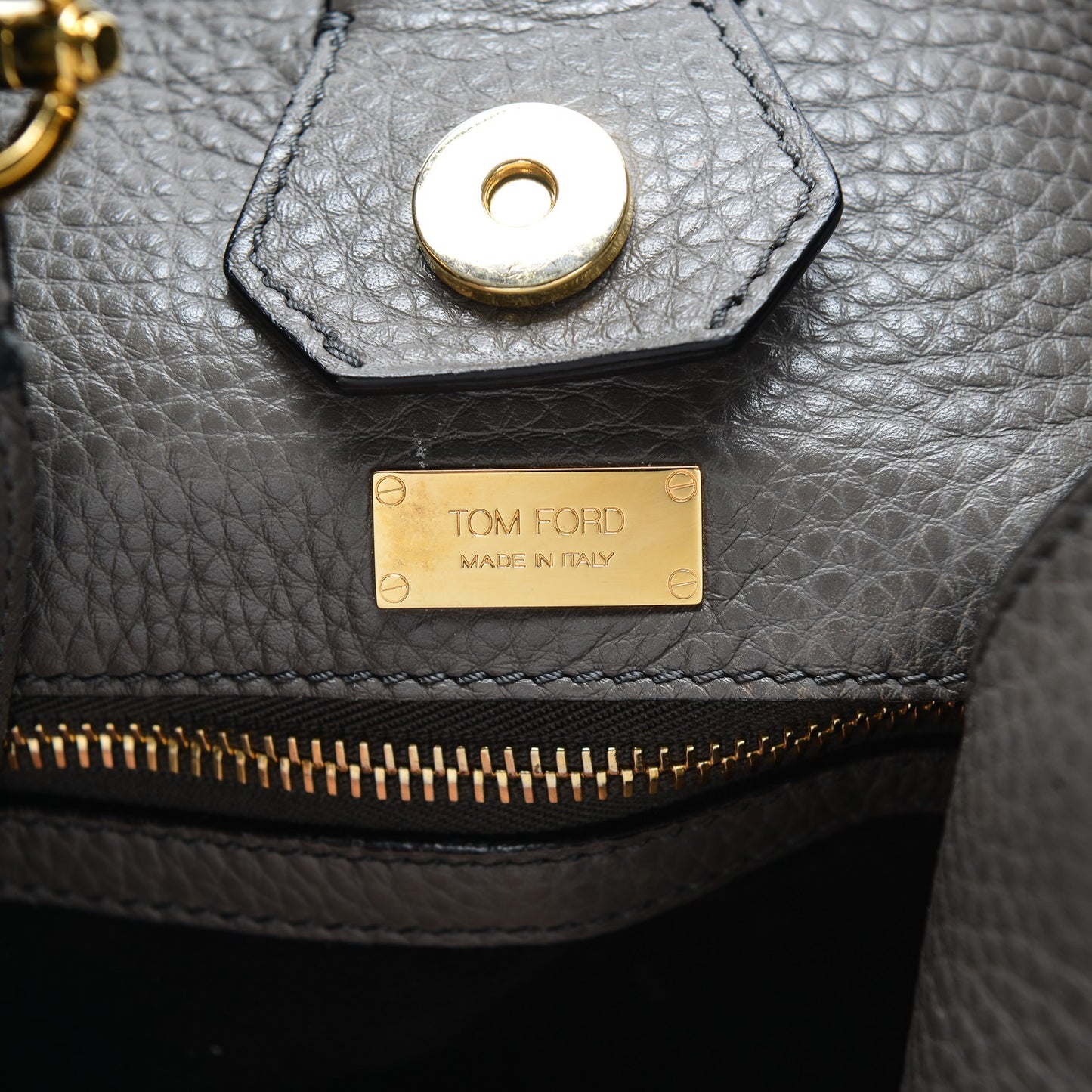 Grained Calfskin Alix Padlock Zip Tote Graphite