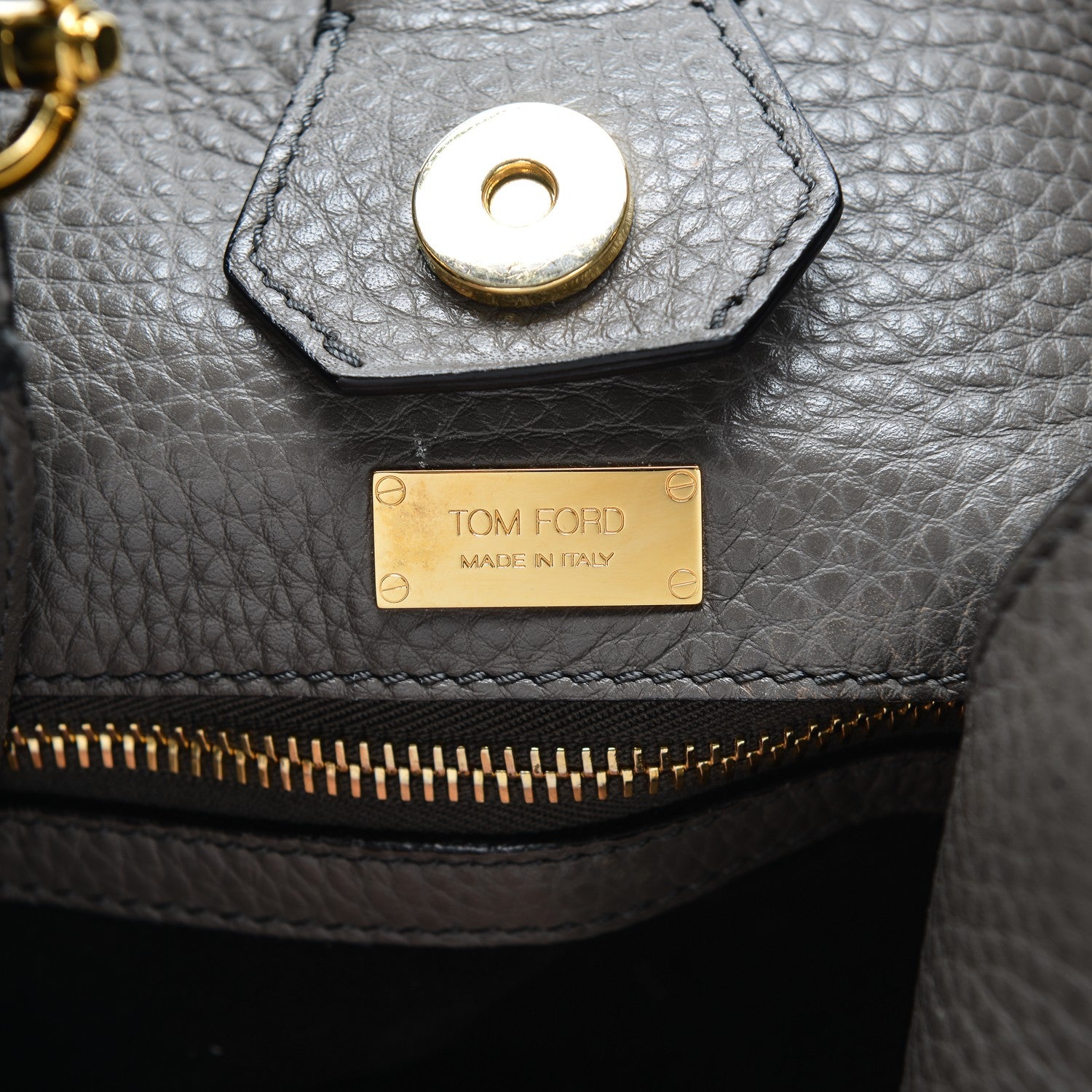 Tom Ford Grained Calfskin Alix Padlock Zip Tote Graphite 6 of 6