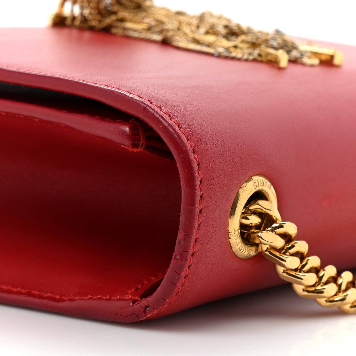 Calfskin Small Classic Monogram Kate Tassel Satchel Red