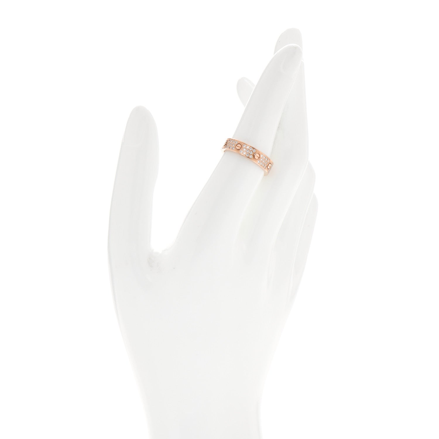 Cartier 18K Pink Gold Diamond 5mm LOVE Wedding Paved Band Ring 54 6.75 2 of 4