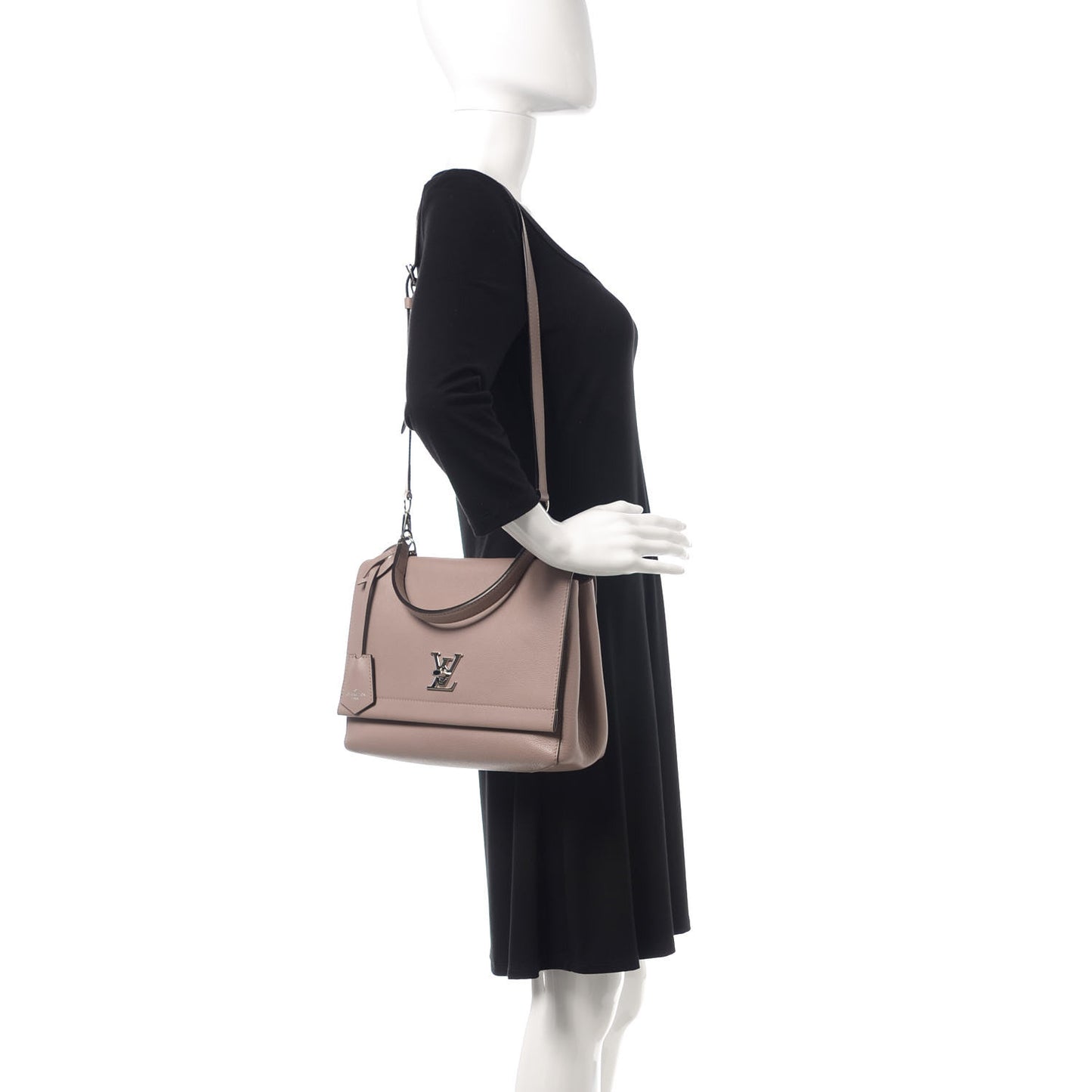 Soft Calfskin LockMe II Top Handle Mastic