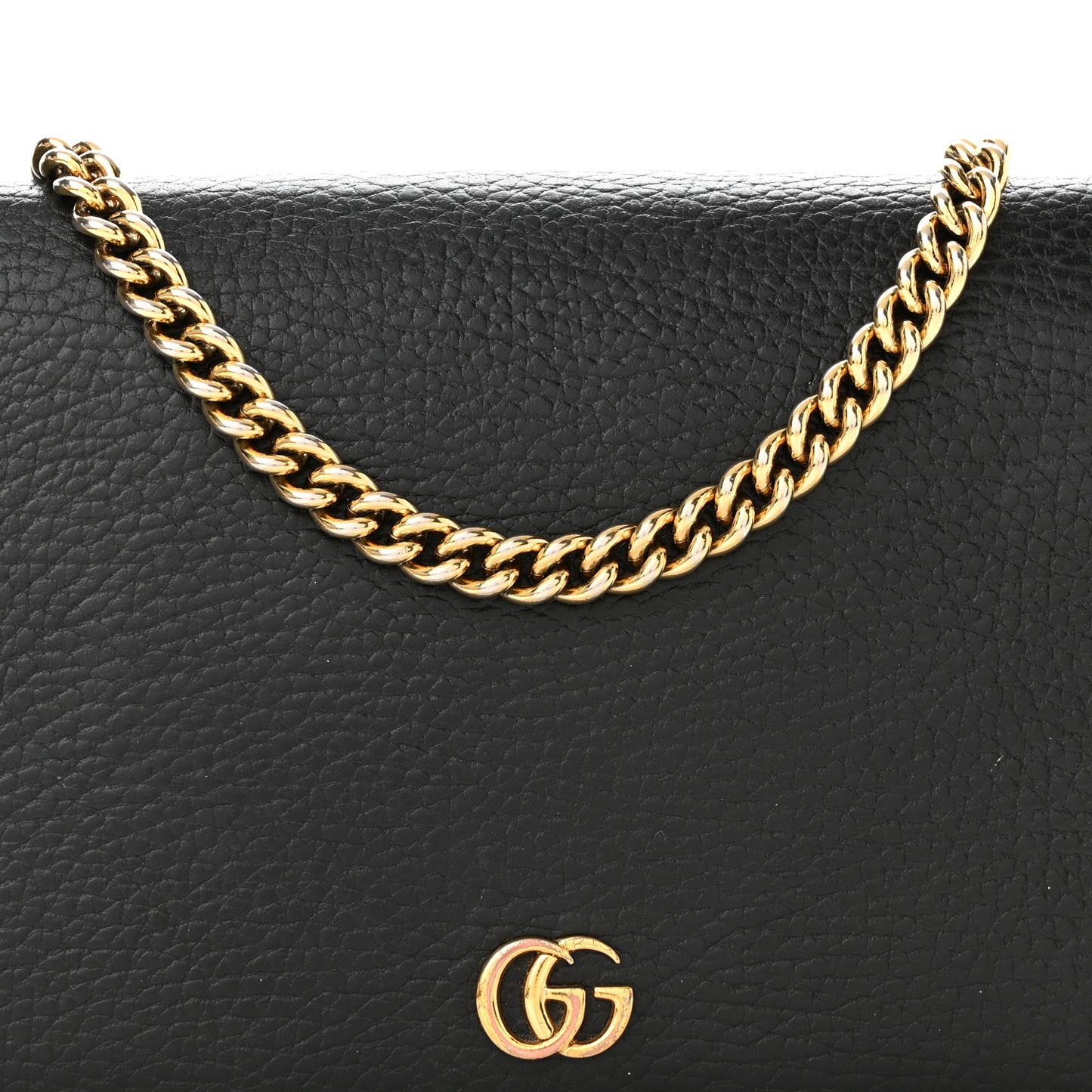 Calfskin Mini GG Marmont Chain Wallet Black