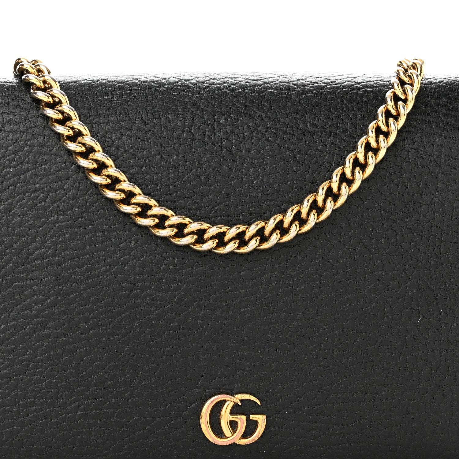 Gucci Calfskin Mini GG Marmont Chain Wallet Black 7 of 10