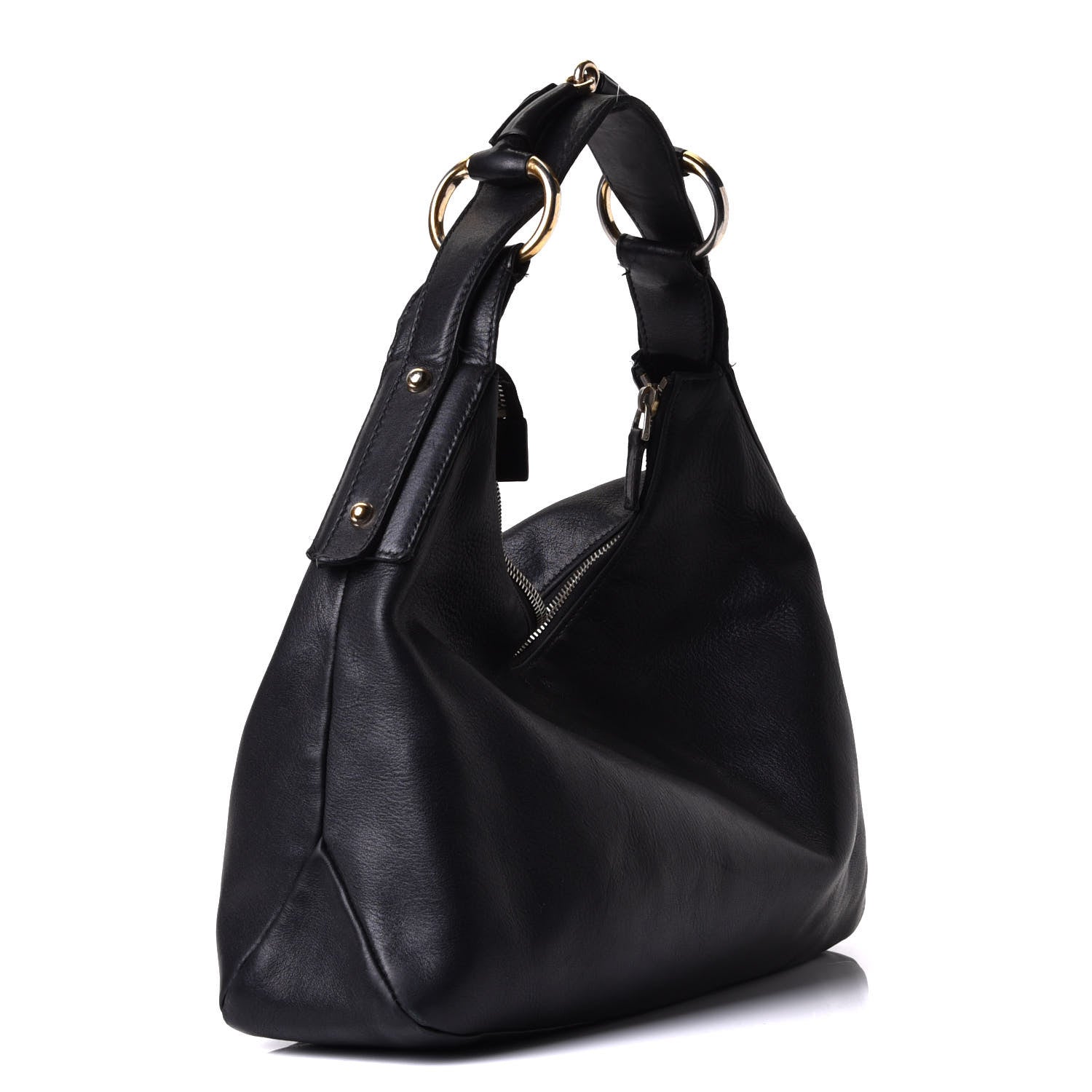 Gucci Calfskin Medium Horsebit Chain Hobo Black 2 of 5