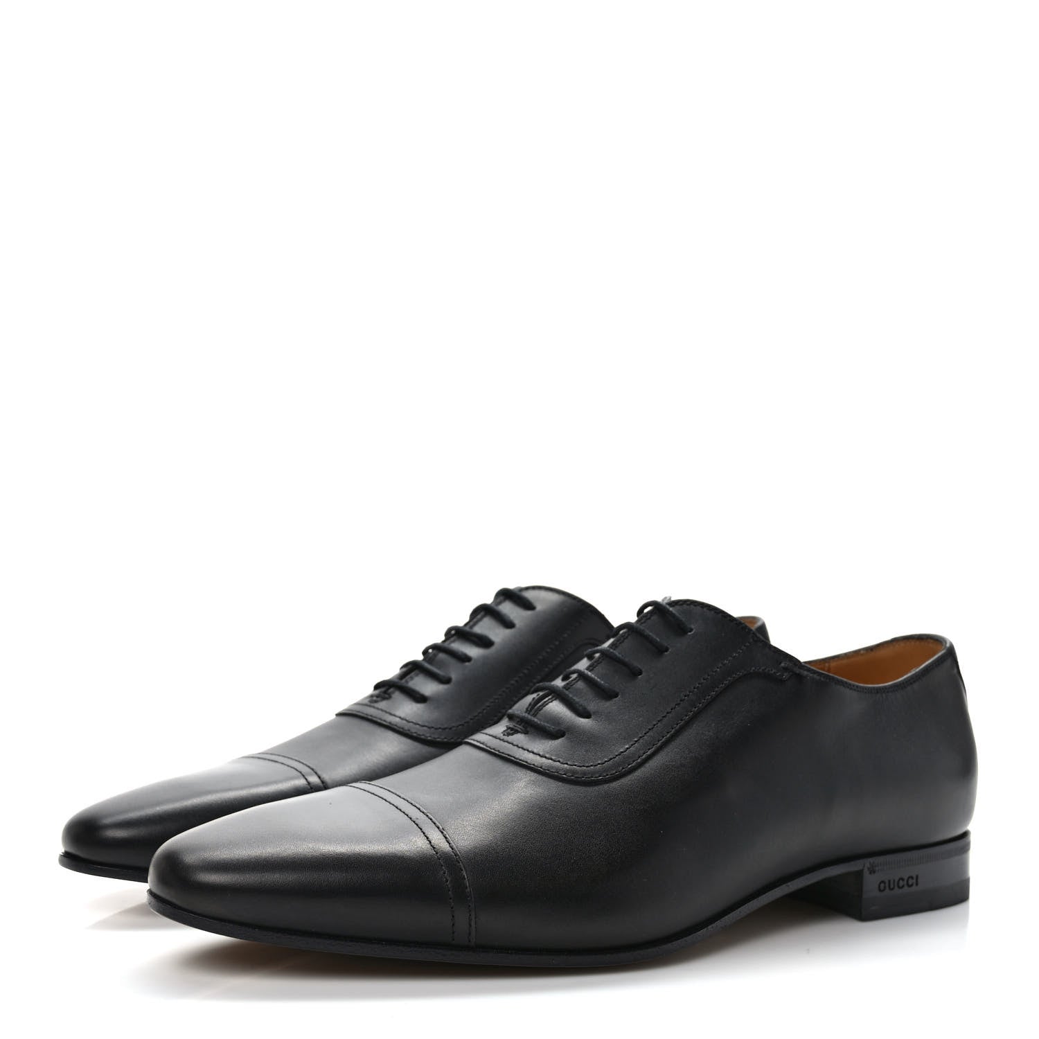 Gucci Calfskin Mens Lace Up Captoe Loafers 9.5 Black 3 of 8
