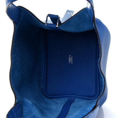 Hermes Taurillon Clemence Matte Alligator Picotin Lock Touch 18 PM Mykonos Bleu Zellige 4 of 4