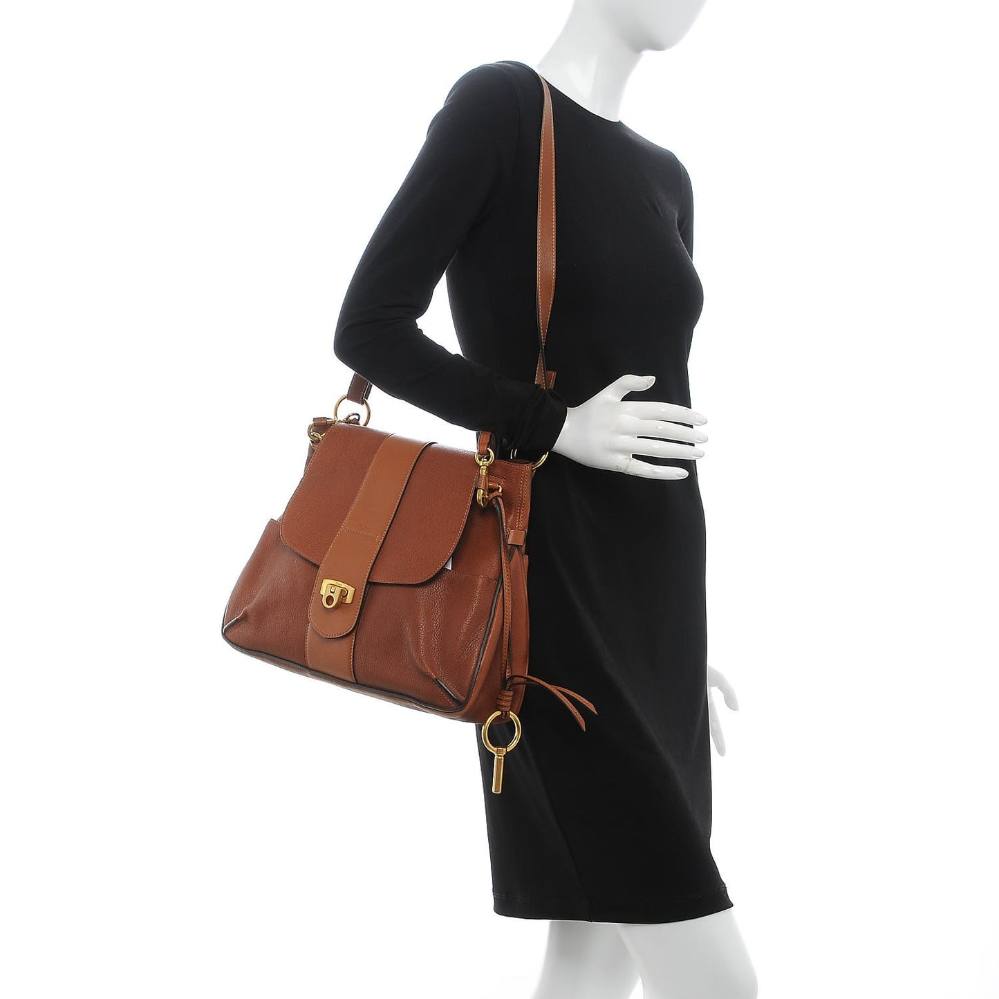 Grained Lambskin Medium Lexa Shoulder Bag Mustard Brown