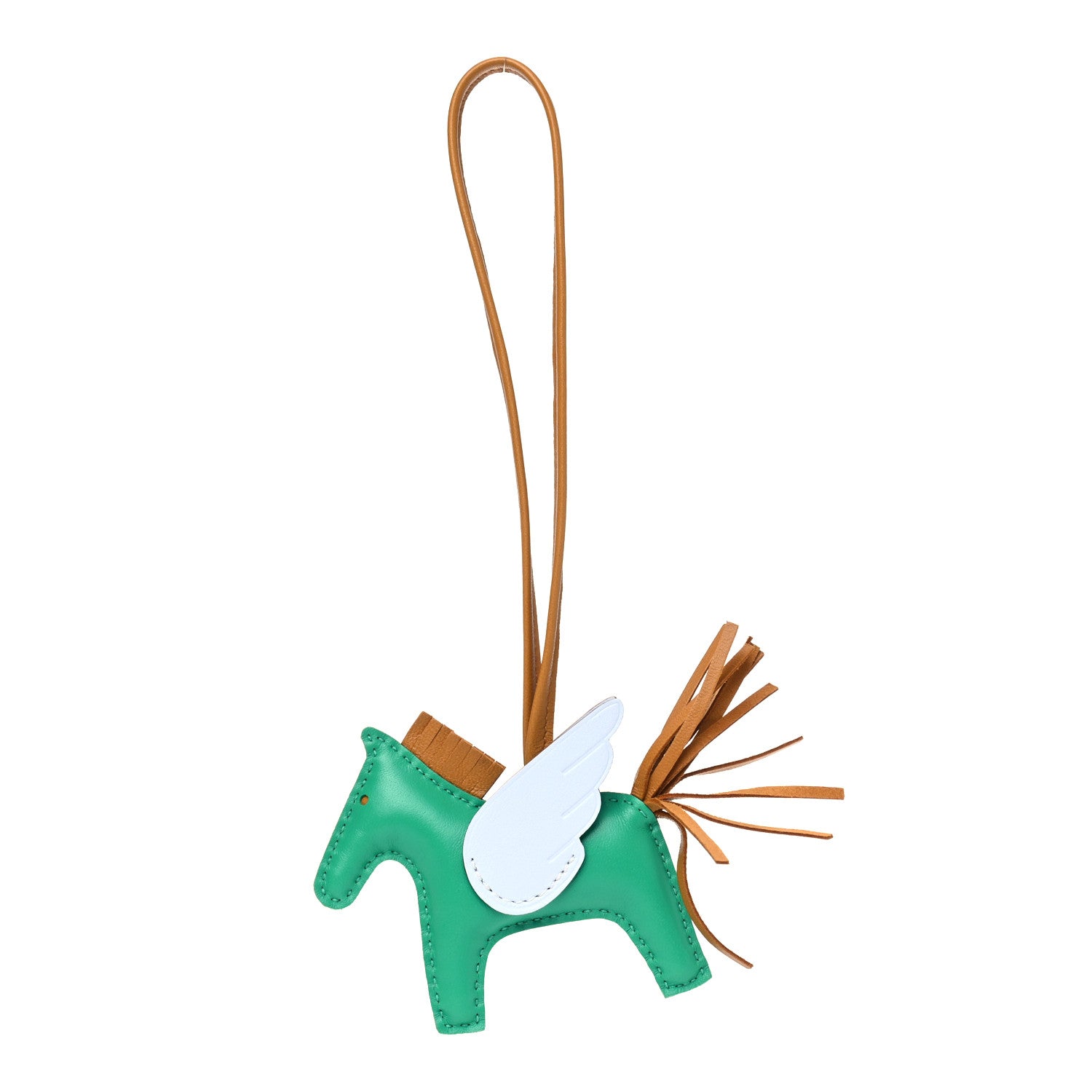 Hermes Milo Lambskin Grigri Rodeo Pegase Horse Bag Charm PM Menthe Sesame Bleu Brume 1 of 4