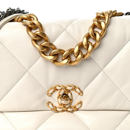 Chanel Goatskin Quilted Large Chanel 19 Flap White 8 of 10