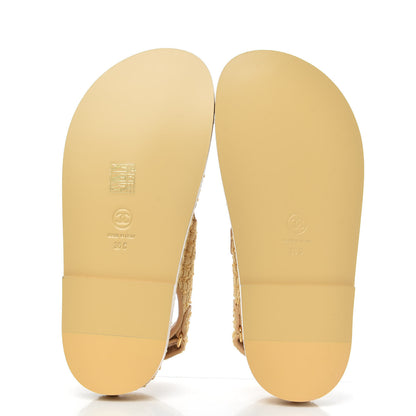 Chanel Braided Fabric Velcro Dad Sandals 36 Beige 5 of 9