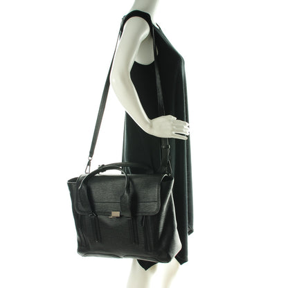 3.1 Phillip Lim 3.1 Textured Calfskin Large Pashli Satchel Black 2 of 15