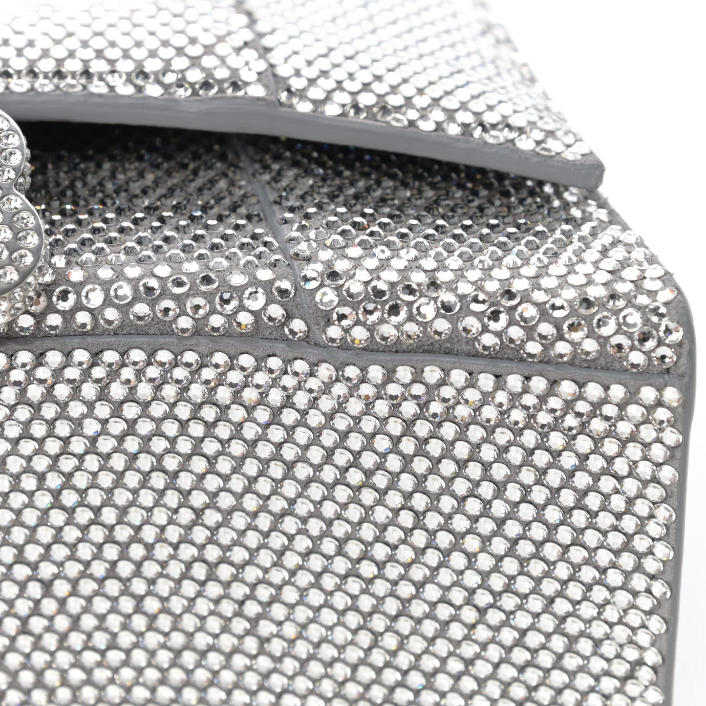 Strass Suede Hourglass Top Handle Bag XS Smoke Grey Crystal