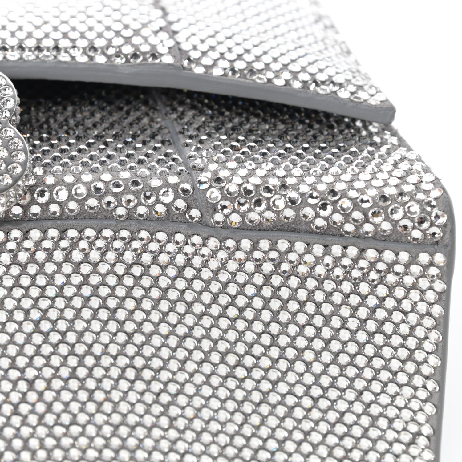 Balenciaga Strass Suede Hourglass Top Handle Bag XS Smoke Grey Crystal 13 of 14