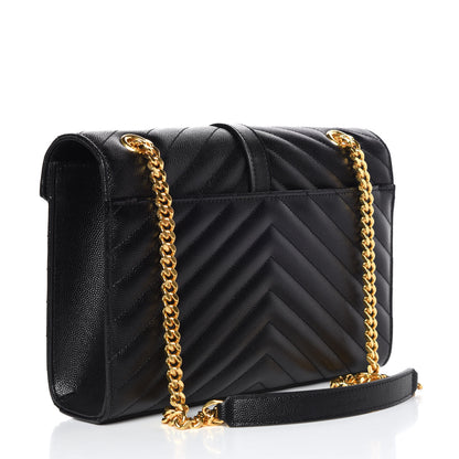 Saint Laurent Grain De Poudre Matelasse Chevron Medium Monogram Satchel Black 3 of 9