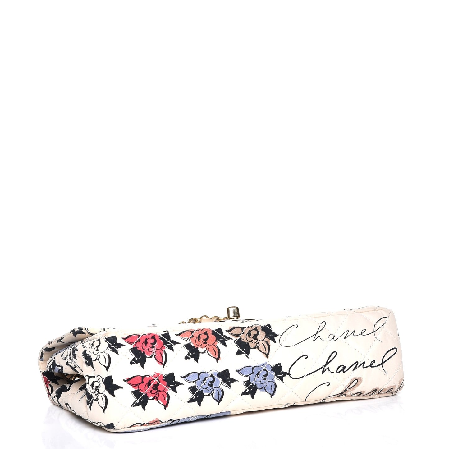 Nylon Printed Quilted Small Rue Cambon Flap Bag Off White