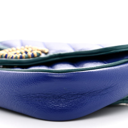 Gucci Azalea Calfskin Enamel Matelasse Diagonal Super Mini Torchon GG Marmont Shoulder Bag Imperial Blue Pavone 10 of 11