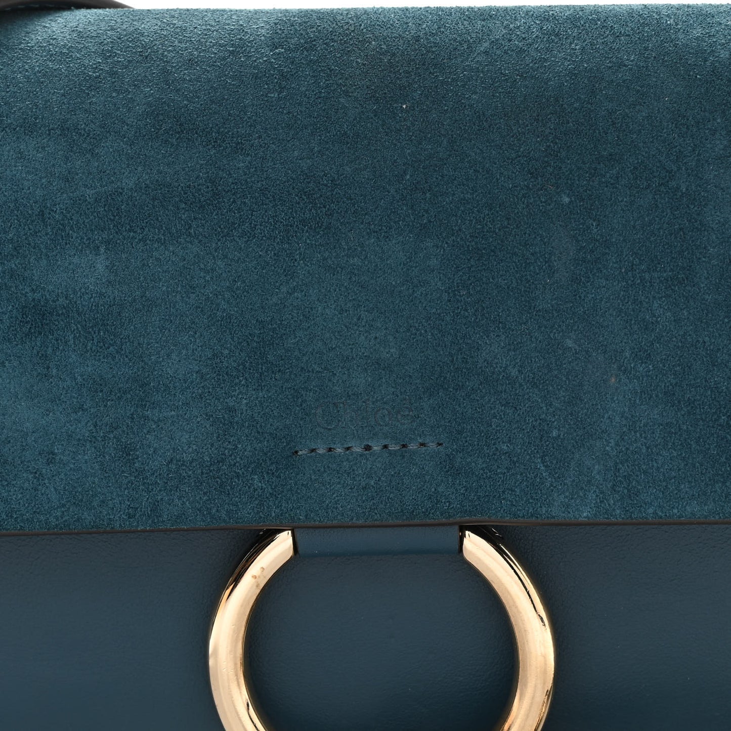 Suede Calfskin Small Faye Shoulder Bag Majolica Blue