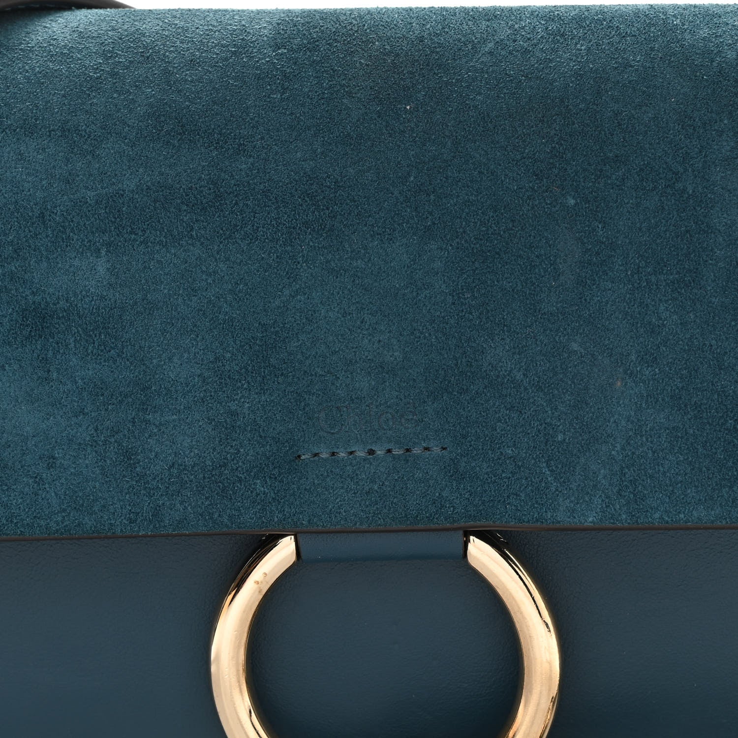 Chloe Suede Calfskin Small Faye Shoulder Bag Majolica Blue 13 of 20