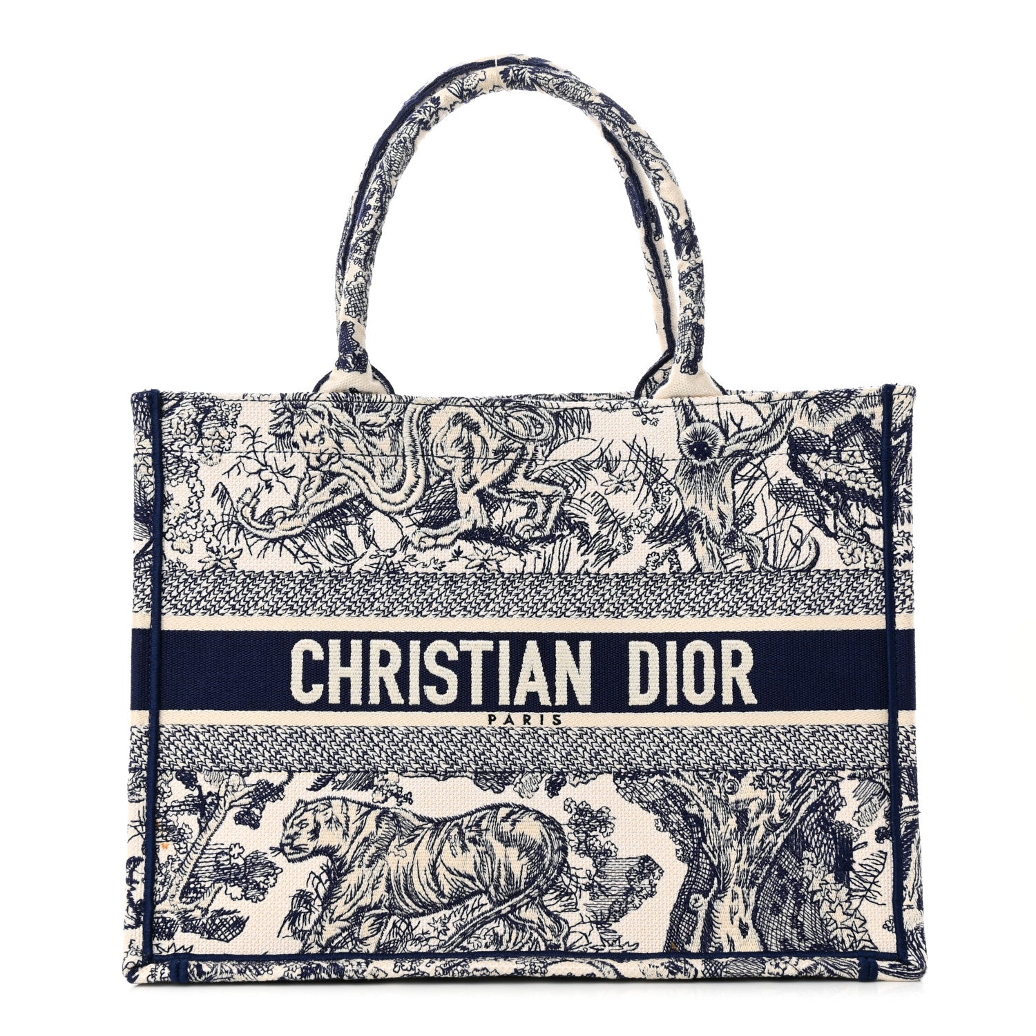 Christian Dior Canvas Embroidered Medium Dioriviera Toile De Jouy Book Tote Blue 1 of 13