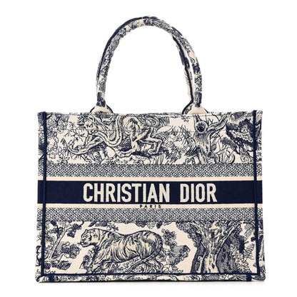 Christian Dior Canvas Embroidered Medium Dioriviera Toile De Jouy Book Tote Blue 1 of 13